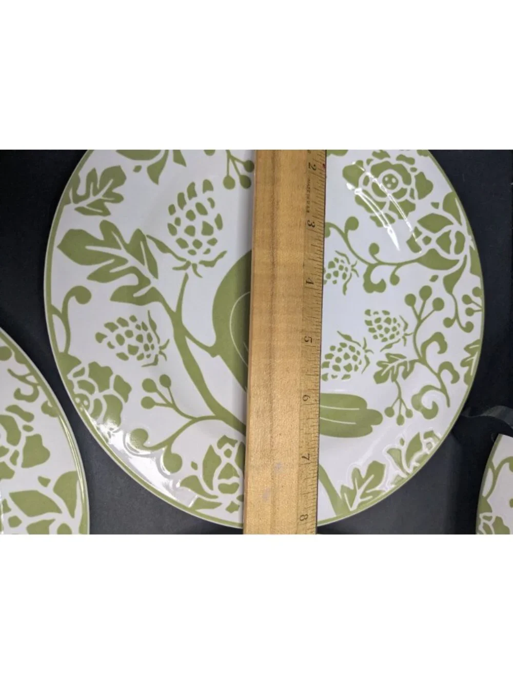Pier 1 Imports Green Bird Stoneware 8” Luncheon Salad Dessert Plates Set Of 3